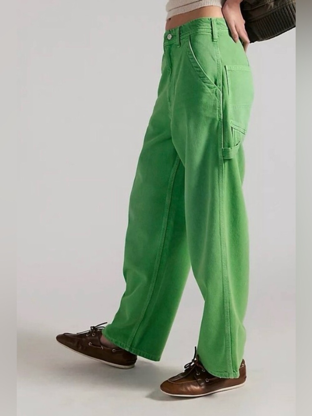 Free People We The Free Easton Low-Rise Workwear Jeans. NWT. Green - Picture 1 of 7